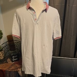 Red and White Polo Shirt with Contrasting Trim